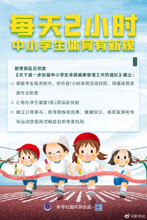 明确了！中小学生每天综合体育活动时间不低于2小时